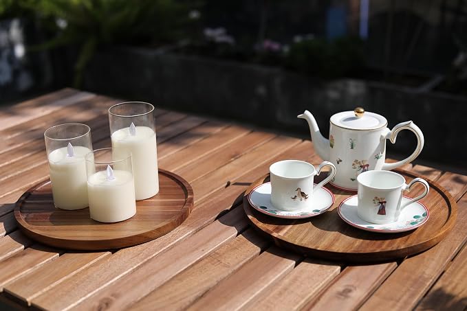 Round Wood Tray, Acacia Wooden Decorative Serving Tray - Image 8