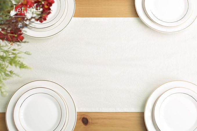 Letjolt White Table Runner 108 Inches | Rustic - Image 5