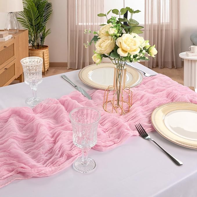 6 Pack 10Ft Pink Cheesecloth Table Runner 23 x 120 Inch | Gauze Rustic Boho - Image 6