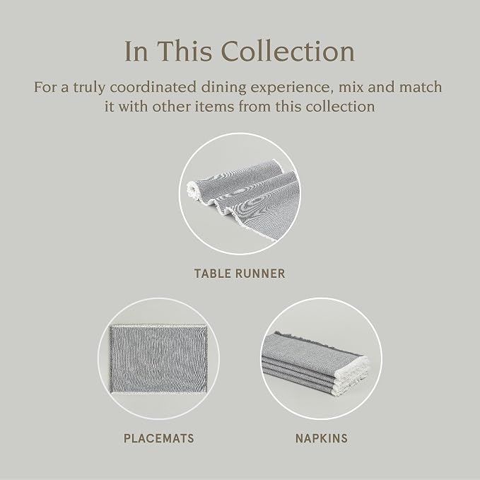 Over&Back 18x108 Woven Frayed Chambray Cotton Table Runner - Image 4