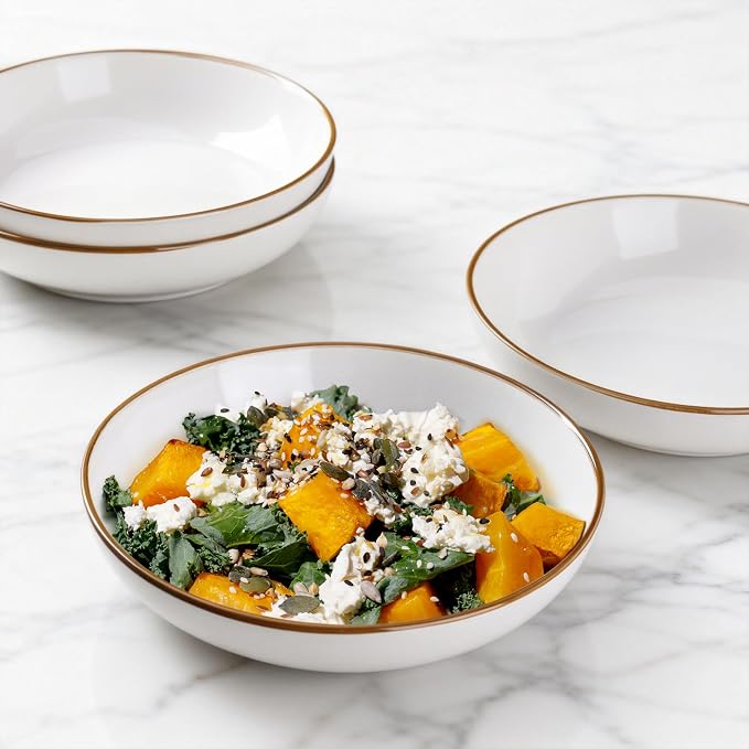 AmorArc 8.5’’ Ceramic Pasta Bowls Set of 4, 36oz Large Stoneware Bowls Set | - Image 5
