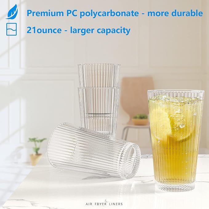 Topsky 20-ounce Plastic Water Tumblers | Set of 4 Transparent Unbreakable - Image 8