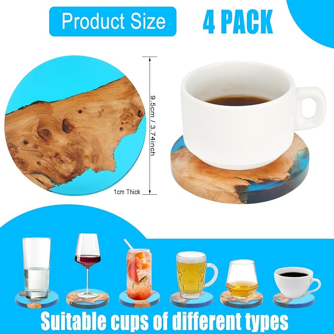 Drink Coaster Set, Wooden Bar Coasters, Resin Coaster - Image 4
