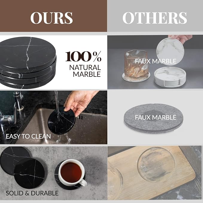 Marble Coaster Set of 4, Round Coasters, Heat Resistant, Gift Choice - Image 7
