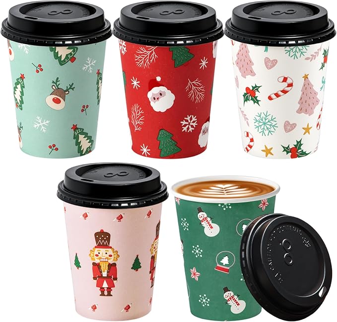 Fit Meal Prep 50 Pack 12 oz Christmas Disposable Coffee Cups by FMPBRANDS