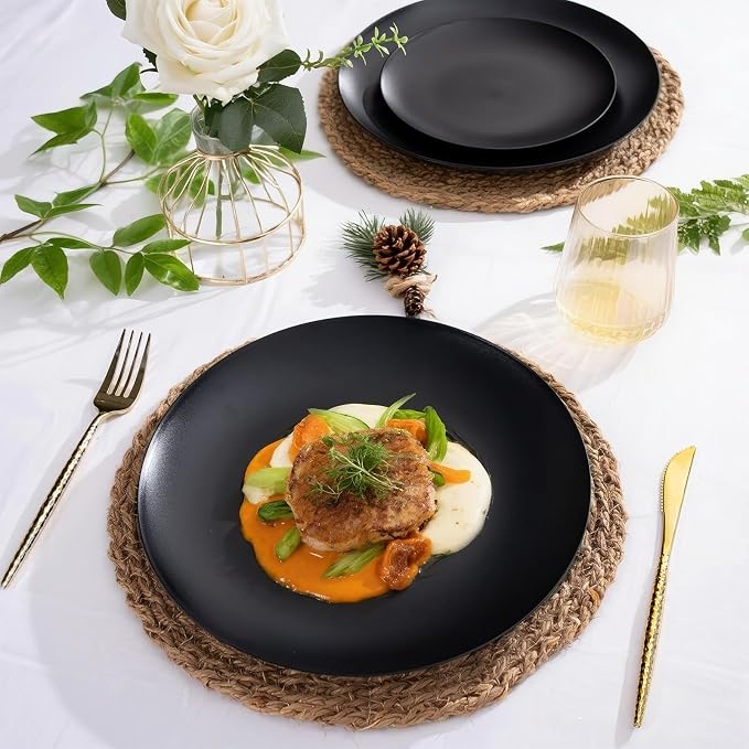 ejonirinjonir 80pcs 10.25in Heavy-Duty Black Plastic Plates - Image 6