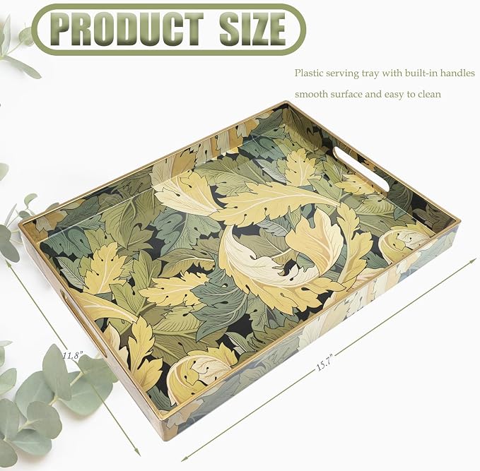 Spsyrine Serving Tray with Handles, Plastic Decorative Tray - Image 3