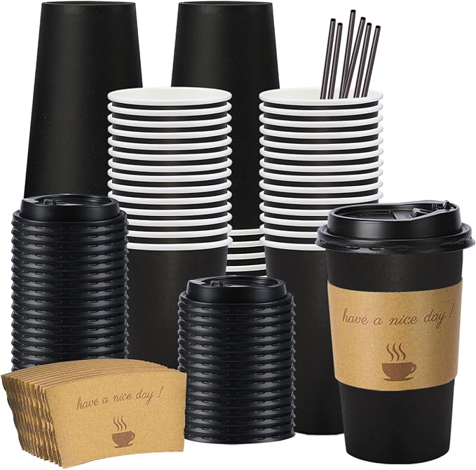BYSNOW 16 oz 50 pack Disposable Coffee Cups by BYSNOW