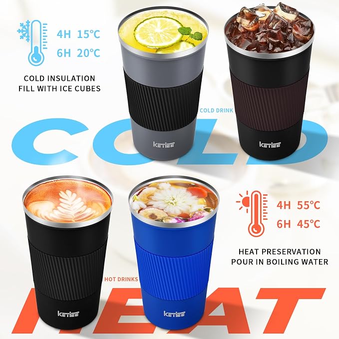 KETIEE Travel Coffee Mug Spill Proof 12oz, Insulated Reusable Coffee Cups - Image 3