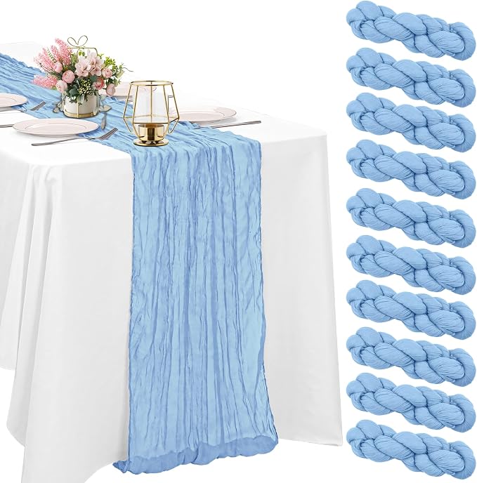 10 Pack Cheesecloth Table Runner 10FT Boho Gauze Rustic Fabric Table Runner by HAISIWLKJ