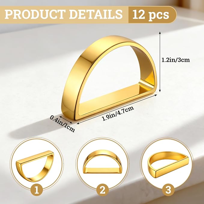 Suream Napkin Holders Set of 12, Stainless Steel Napkin Rings Bulk - Image 2
