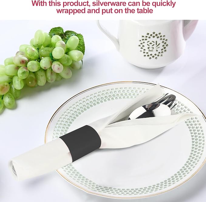 Germiwipe 500 Pcs Napkin Bands, Paper Napkin Rings Self-Adhesive, | Silverware - Image 4