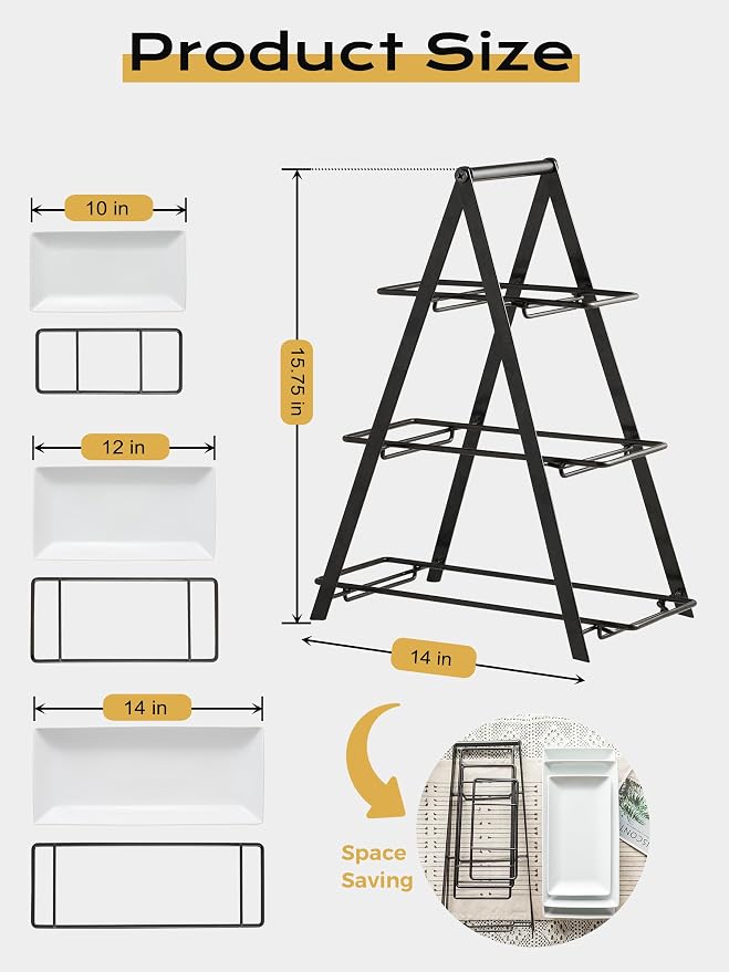 YHOSSEUN 3 Tier Serving Tray Tiered Tray Stand, 10+12+14 Inch, Large Serving - Image 7