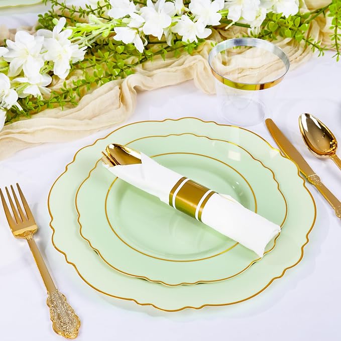 350PCS Light Green Plates - Image 4