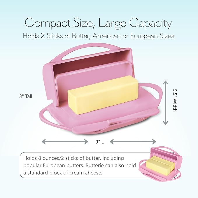 Flip Top Butter Dish with Attached Lid & Matching Knife - Image 4