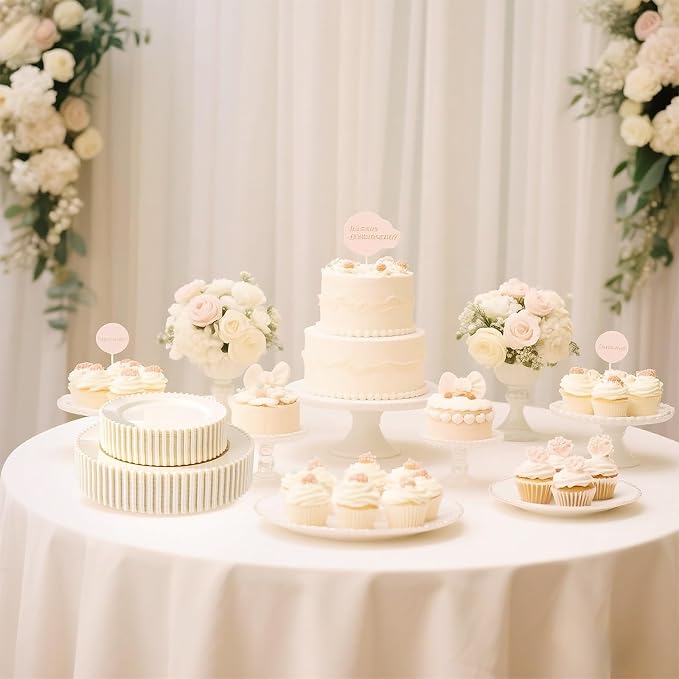 U-QE 60PCS Ivory Plastic Plates - Image 4