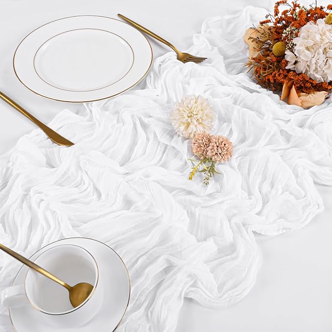 10 Pack White Cheesecloth Table Runner 17x108 Inch Boho Gauze Cheese Cloth - Image 4