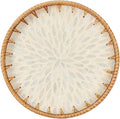 Kmelep Round Rattan Tray with Mother of Pearl Inlay, Rattan Serving Tray with by Kmelep