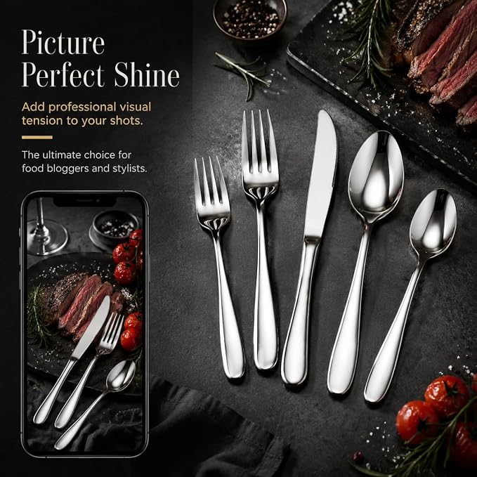 HaWare Silverware Set for 8, 40-Piece Stainless Steel Flatware, Heavy Duty | - Image 6