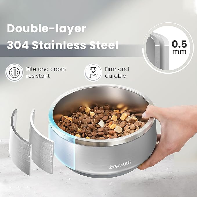Pawaii Dog Bowl, 68 oz Stainless Steel Food and Water Bowl, ID Tag, 1 Pack | - Image 2