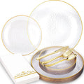 150 Pcs Clear Plastic Dinnerware Set, Disposable Plates by BONSINY