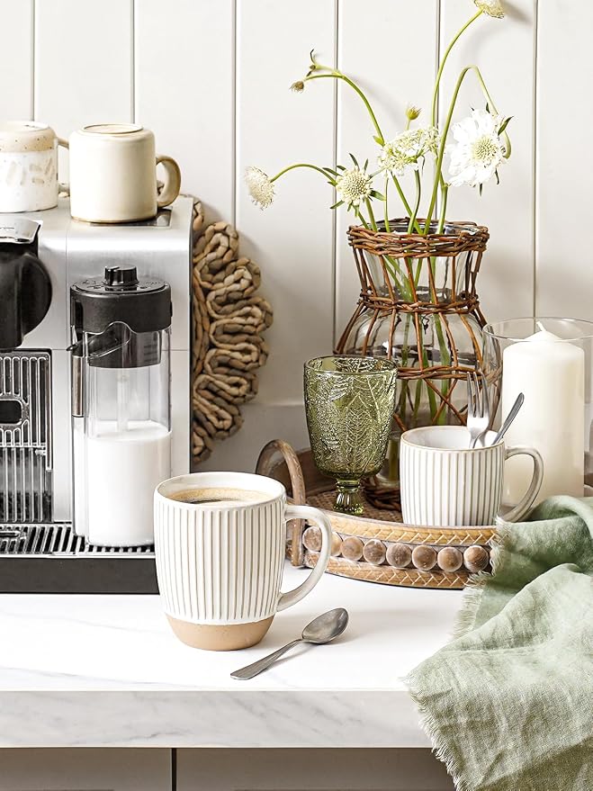 LE TAUCI Coffee Mugs 16 oz, Ceramic Mug Set, Embossment Cups - Image 5