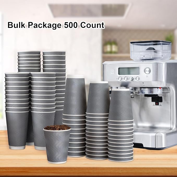 Lamosi 500 Count 12 oz Insulated Coffee Cups, Disposable Paper Cup No Lids | - Image 4