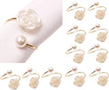 12Pcs Napkin Rings Pearl Napkin Holder Rose Napkin Buckles by Sheliky