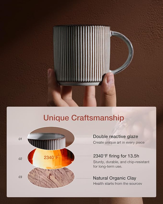 famiware Coffee Mug Set for 4, Star 12 oz Catering Mugs Cup Set - Image 3