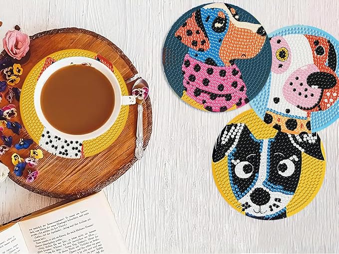 Benjenes 8 PCS Diamond Art Coasters Kits Dog Diamond Painting Coaster | Diamond - Image 7