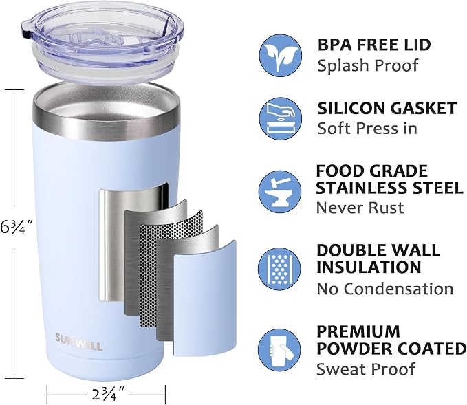 SUNWILL Travel Coffee Tumbler 20 oz, Insulated Mug - Image 2