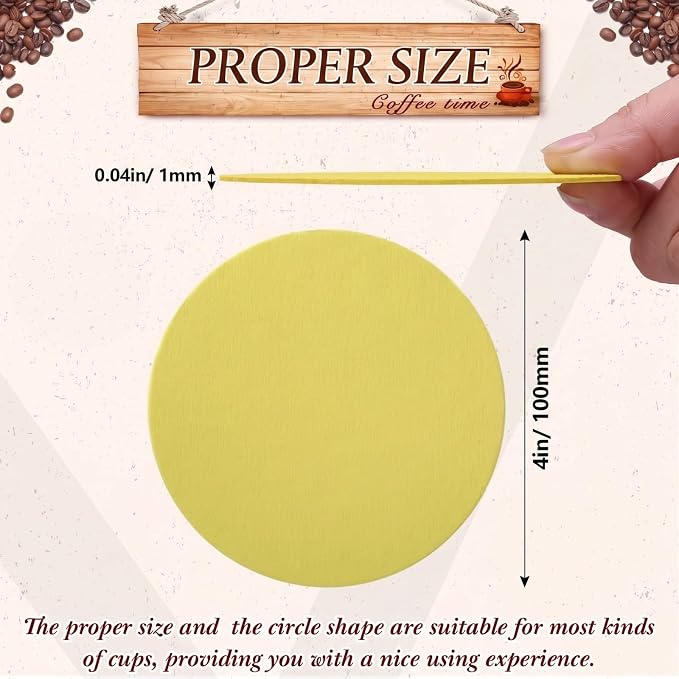 TaoBary 200 Pcs Round Cardboard Paper Coasters Bulk 1mm, 4 Inch Disposable - Image 3
