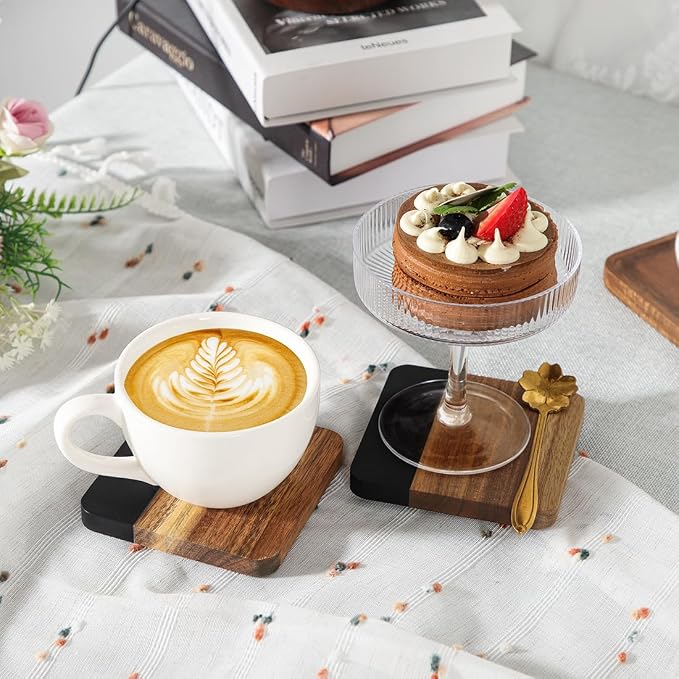 Acacia Wood Black Marble Coasters - Image 5