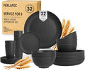 Wheat Straw Dinnerware Sets for 8, Reusable Dinnerware Set for Kitchen Outdoor by Perlapoc