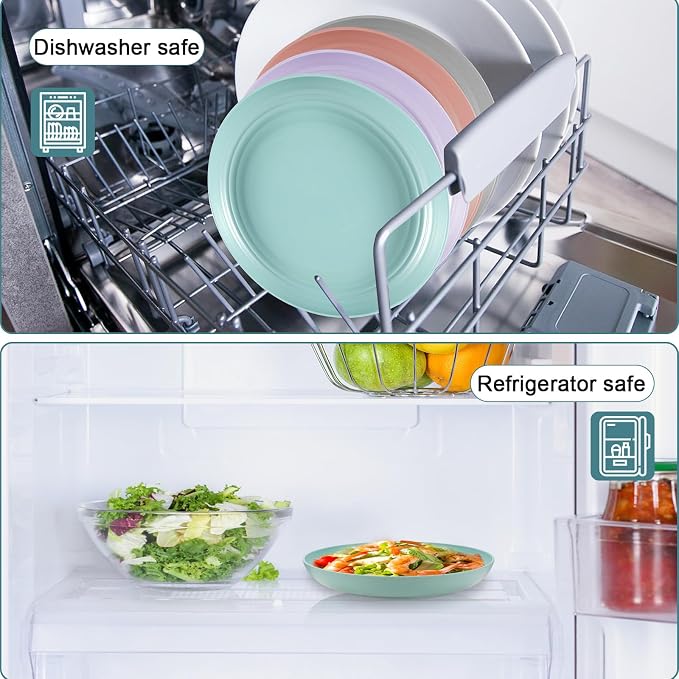 HEYCOME 12 Pcs Unbreakable Deep Dessert Plates Set, 8 inch Reusable Plastic - Image 6