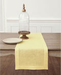 Solino Home 100% Linen Table Runner Yellow, Classic Hemstitch 14 x 90 in | by SolinoHome