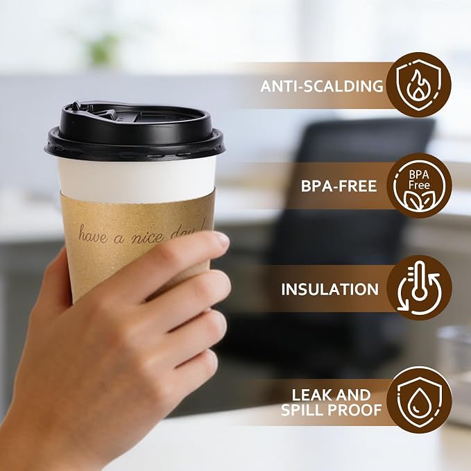BYSNOW 500 pack 16 oz Bulk Disposable Paper Coffee Cups - Image 3