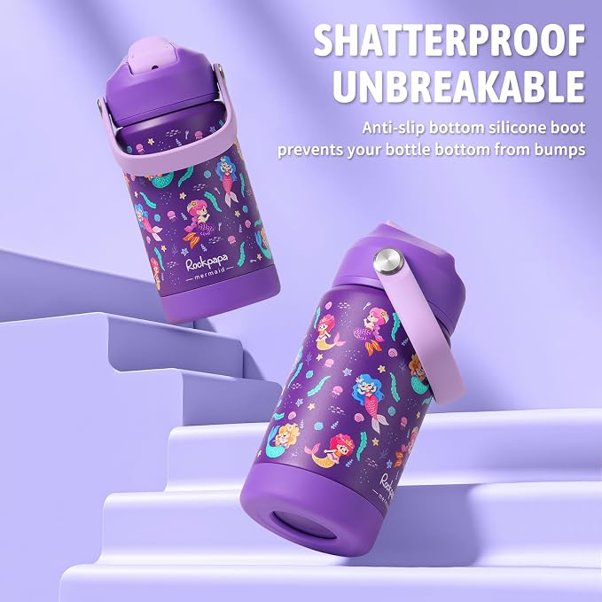 rockpapa 14 oz Kids Insulated Water Bottle，Stainless Steel Toddler Cups - Image 5