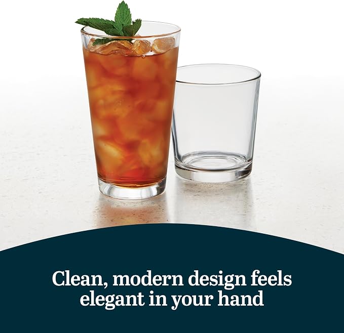 Libbey Flare Rocks, Glass Tumbler Set, Stylish Lead-Free Drinking Glasses Set - Image 5