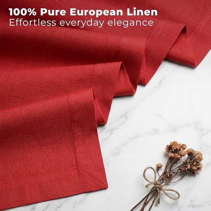 Classic Linen™ by D'Moksha Racing Red Table Runner 72 Inches Long, 100% Pure - Image 2