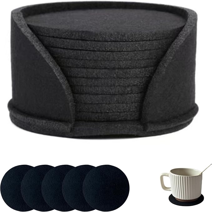 10 Pcs Felt Coasters with Holder, Coasters by CORTUNARIO