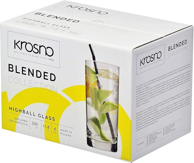 Krosno Highball Glasses, 11.8 oz, Blended Collection, Crystal Glass, Dishwasher - Image 6