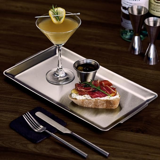 Wagensteiger SUS304 Stainless Steel Serving Platters, Rectangle Metal Dinner - Image 3