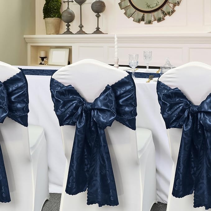 2 Pack Navy Blue Satin Table Runner 12 x 108 Inch | Bright Smooth Damask - Image 5