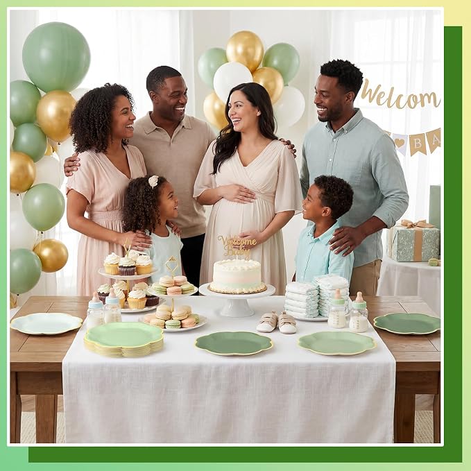 60 Pcs Sage Green Plates, 7 In Disposable Dessert Plates - Image 6