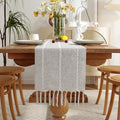Wracra Rustic Linen Table Runner, Light Grey Table Runners 72 inches Long | by Wracra