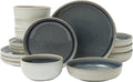 Gibson Elite Sunveil 16 Piece Plates and Bowls Reactive Glaze Round Dishes by GibsonHomewares