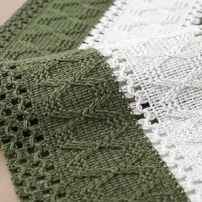 Artoid Mode Army Green Farmhouse Woven Table Runner 12x60 Inch | Seasonal - Image 6