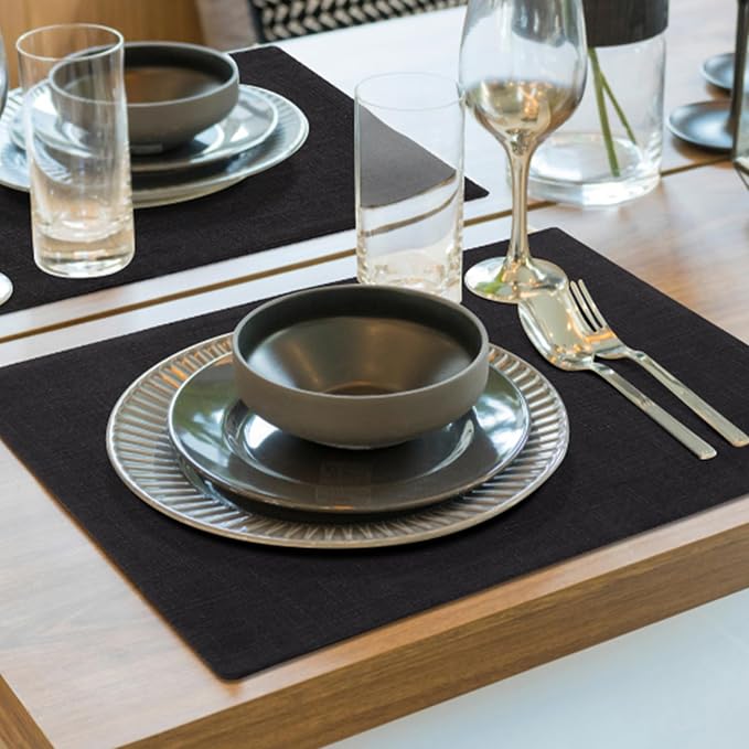 Faux Cotton Linen Placemats Set of 8, Cloth Washable Farmhouse Dining Table Mats - Image 8