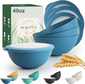 wheat straw bowls with lids set of 4, 40oz cereal bowls with covers, by WROVA